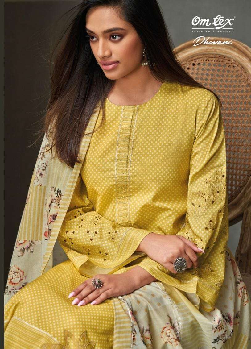 OMTEX DHWANI LAWN COTTON PRINT HANDWORK SUIT CATLOG DEALER