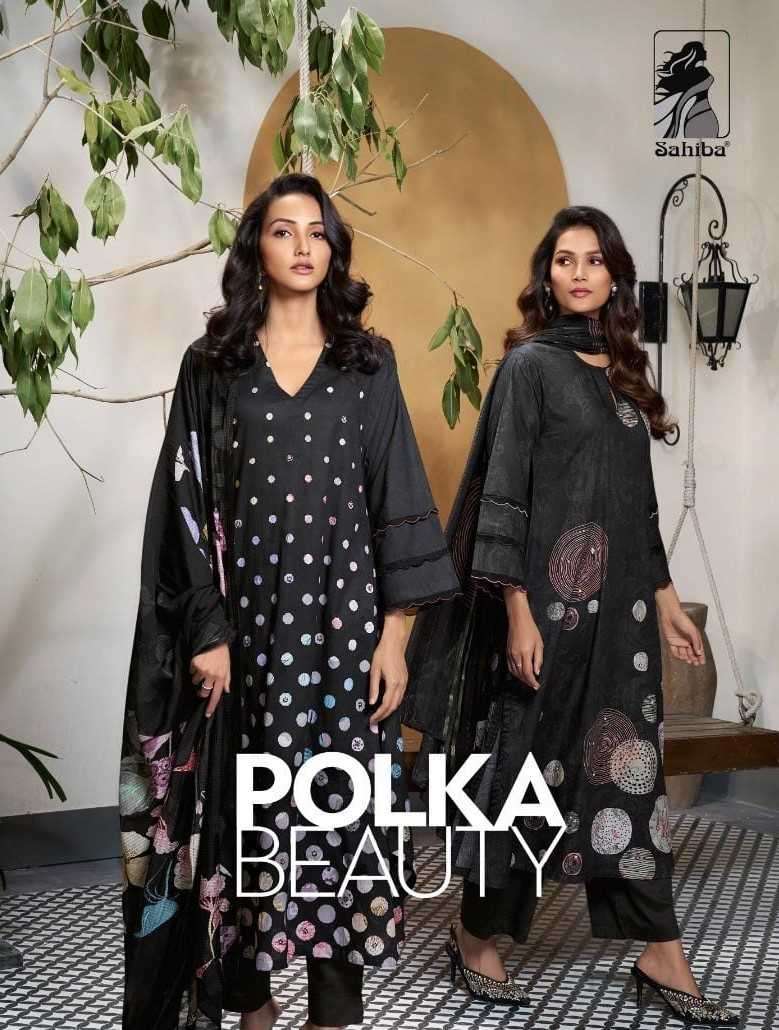 SAHIBA POLKA BEAUTY LAWN COTTON BLACK SALWAR SUIT  COLLECTION