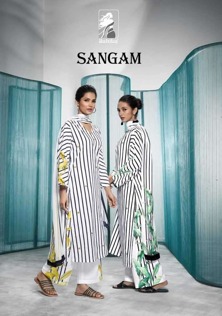 SAHIBA SANGAM COTTON BLACK AND WHITE PRINT SUIT SUPPLIER 