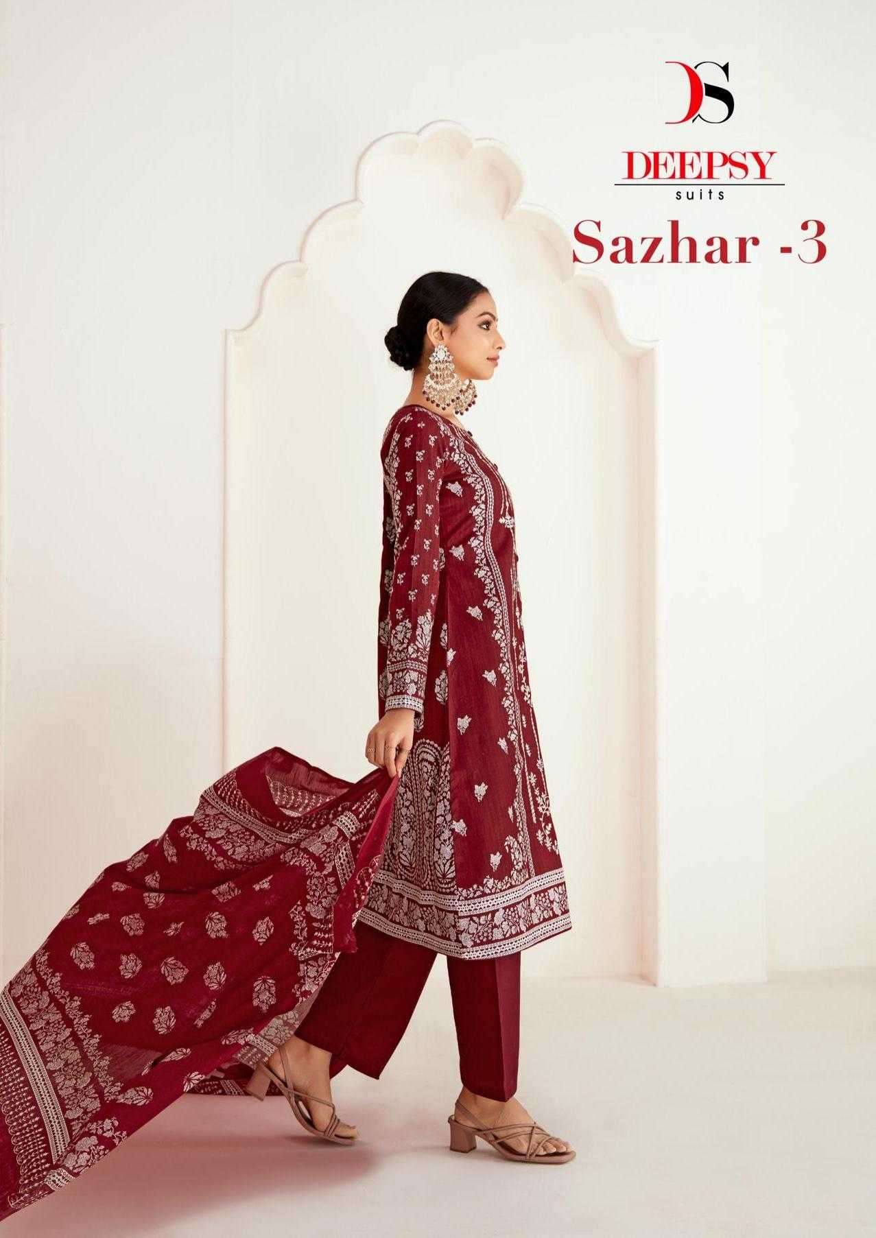 SAZHAR VOL 3 BY DEEPSY COTTON CHIFFON DUPPTA PAKISTANI CATLOGS