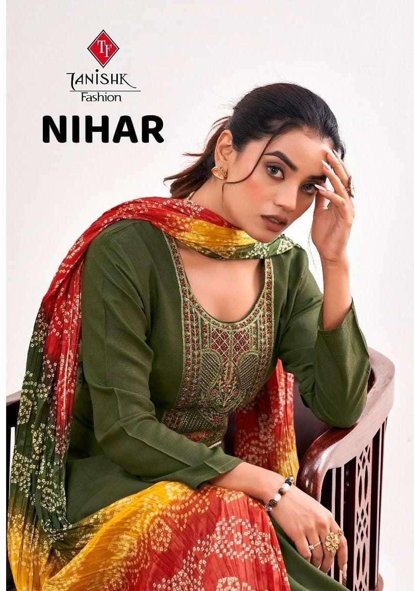 tanishk fashion nihar fancy ryon bandhni suit collection set to set supplier