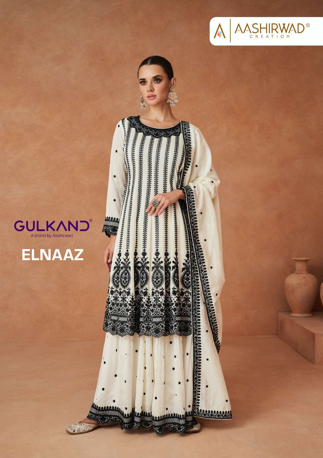 AASHIRWAD ELNAAZ BLACK AND WHITE LADIES READYMADE COLLECTION