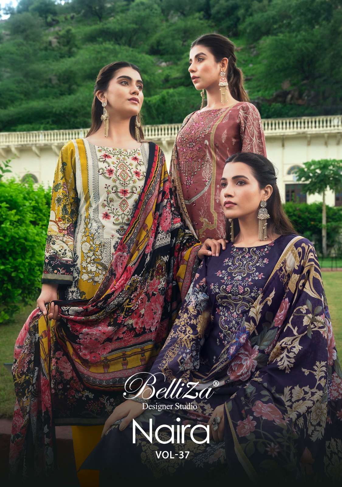 belliza designer studio naira vol 37 cotton self embrodiery catlog collection