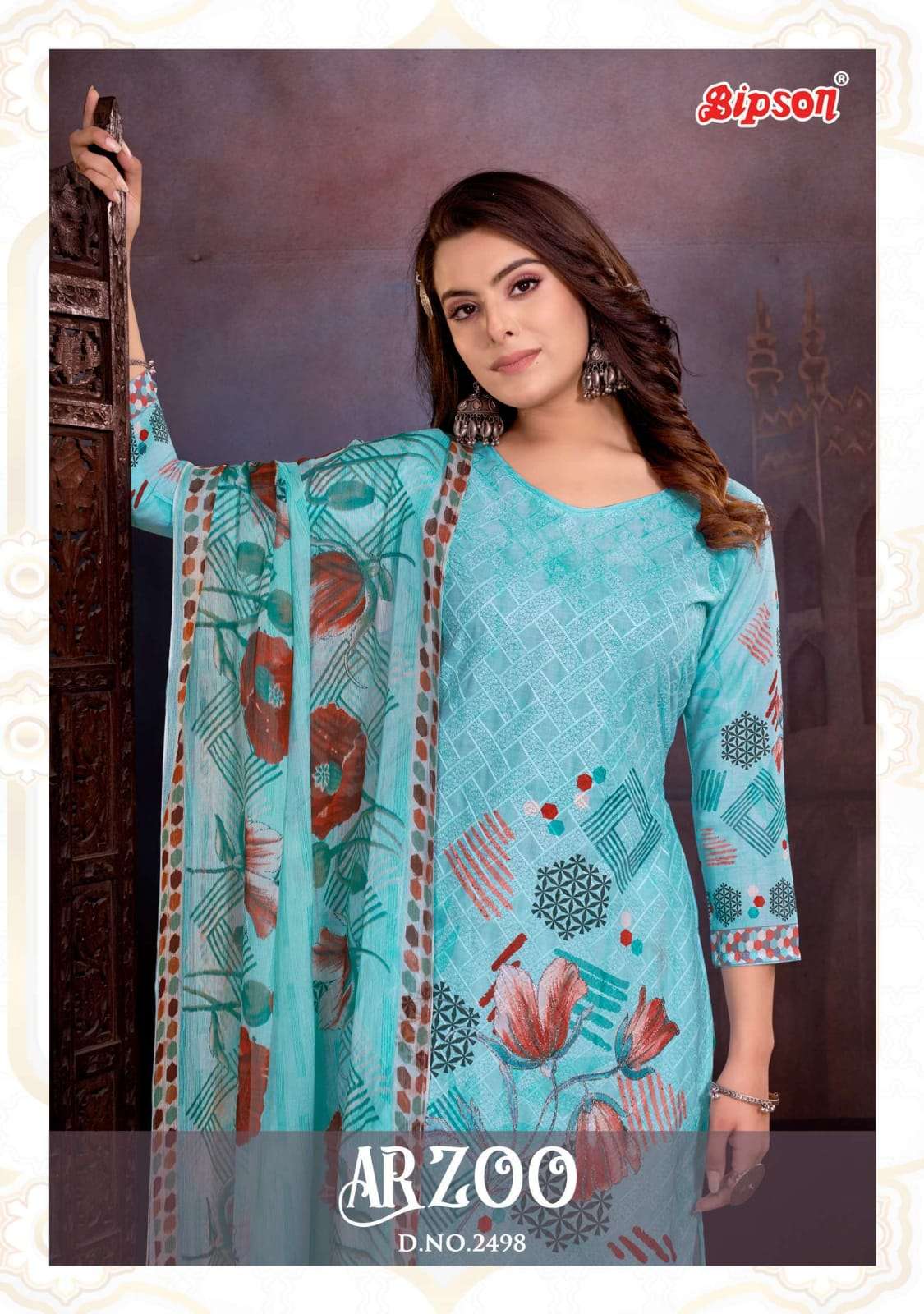 BIPSON AARZOO 2498 TOP :- Pure COTTON SCHIFFLI Digital DRESS SUPPLIER