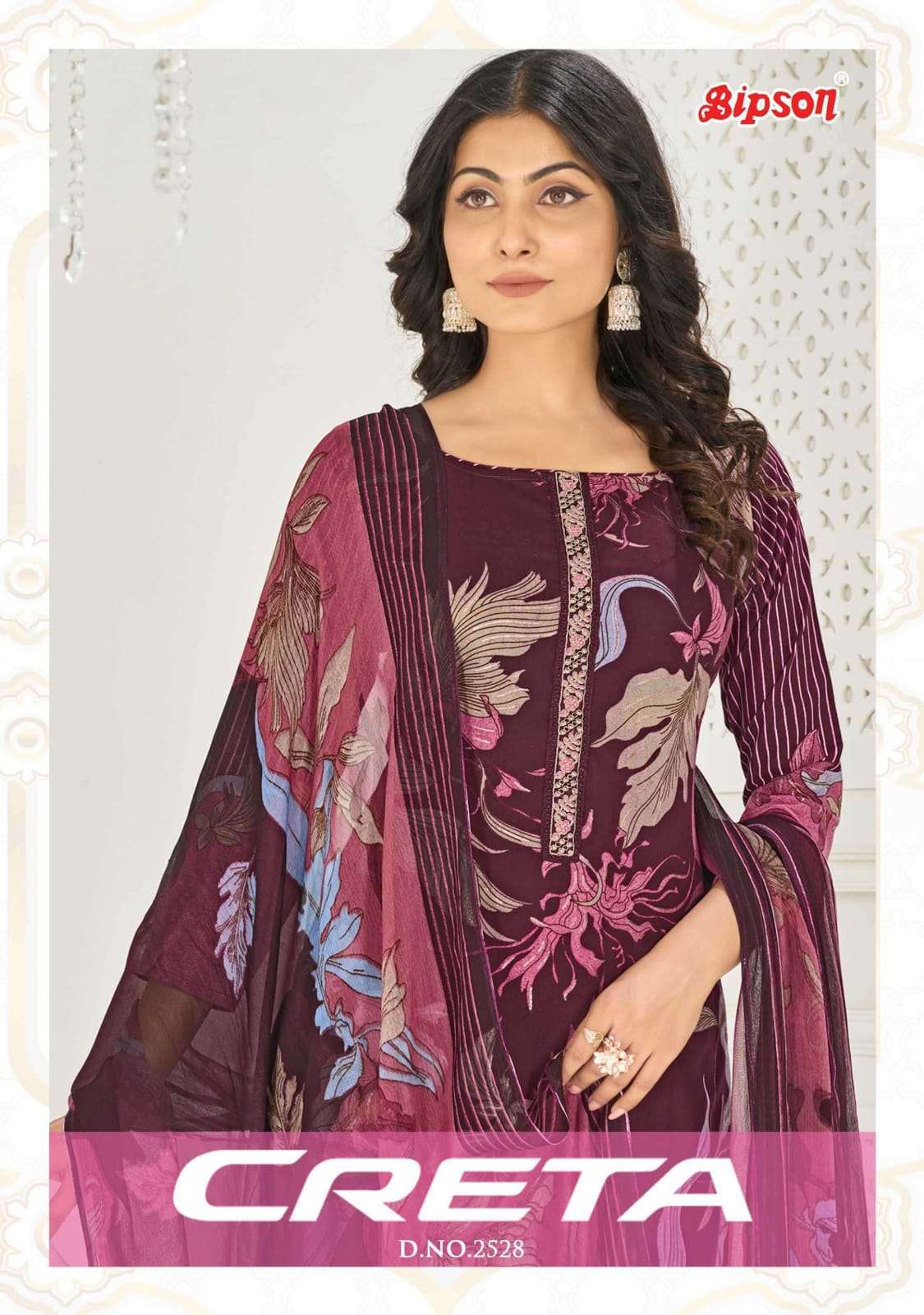 BIPSON CRETA 2528 COTTON FOIL PRINT PYOR DUPPTA LADIES SUIT COLLECTION