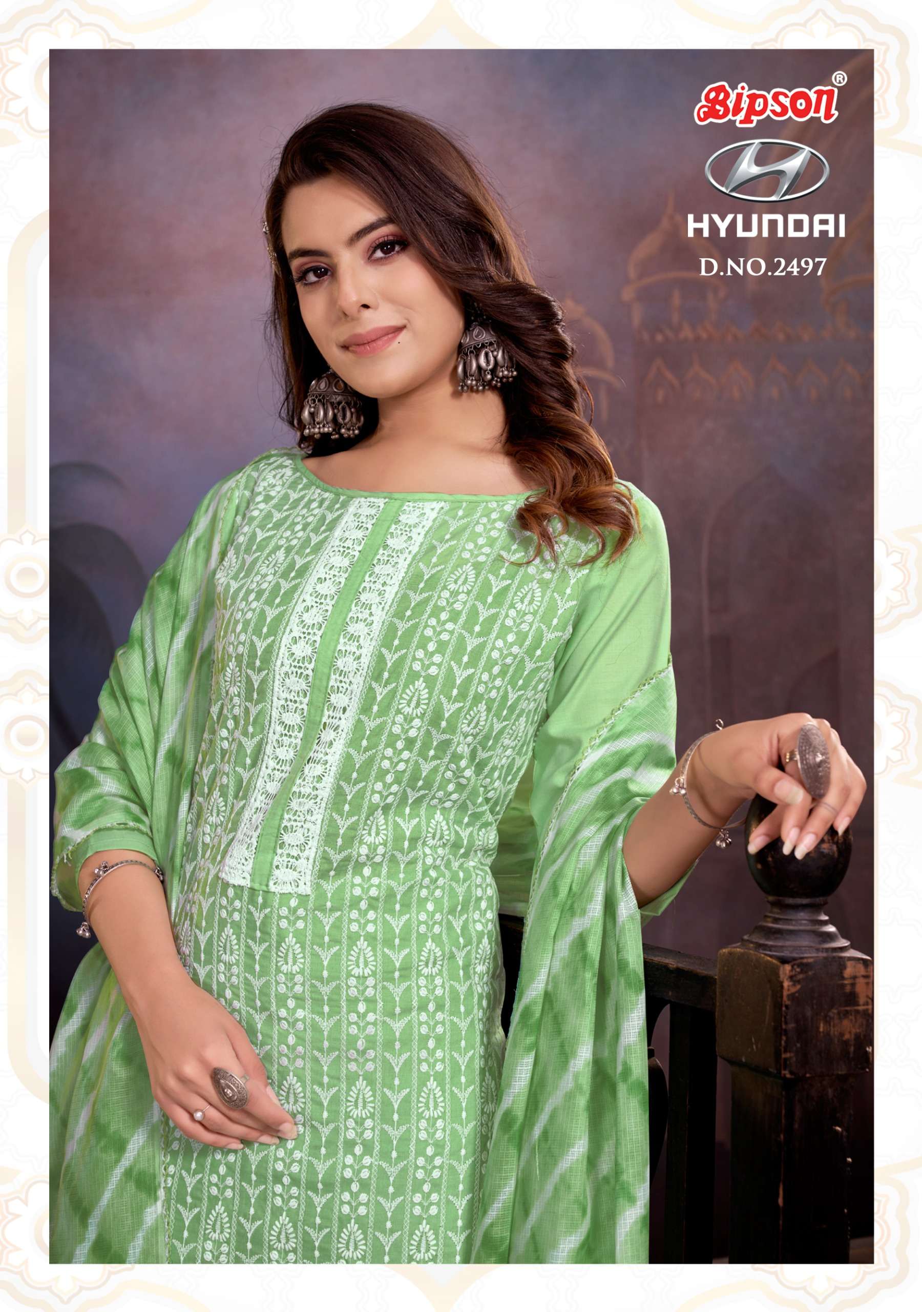 BIPSON HYUNDAI - 2497 COTTON PRINT KOTA CHEX DUPPTA  LADIES DRESS