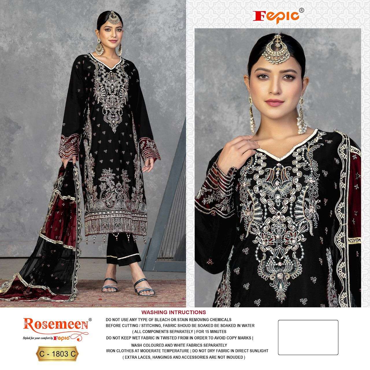 FEPIC C 1803 ROSEMEEN ORGENZA PAKISTANI LADIES SUIT SUPPLIER