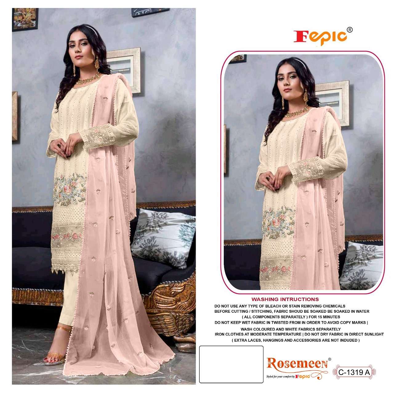 FEPIC C1319 ROSEMEEN GEORGETTE PAKISTANI LADIES SUIT SUPPLIER