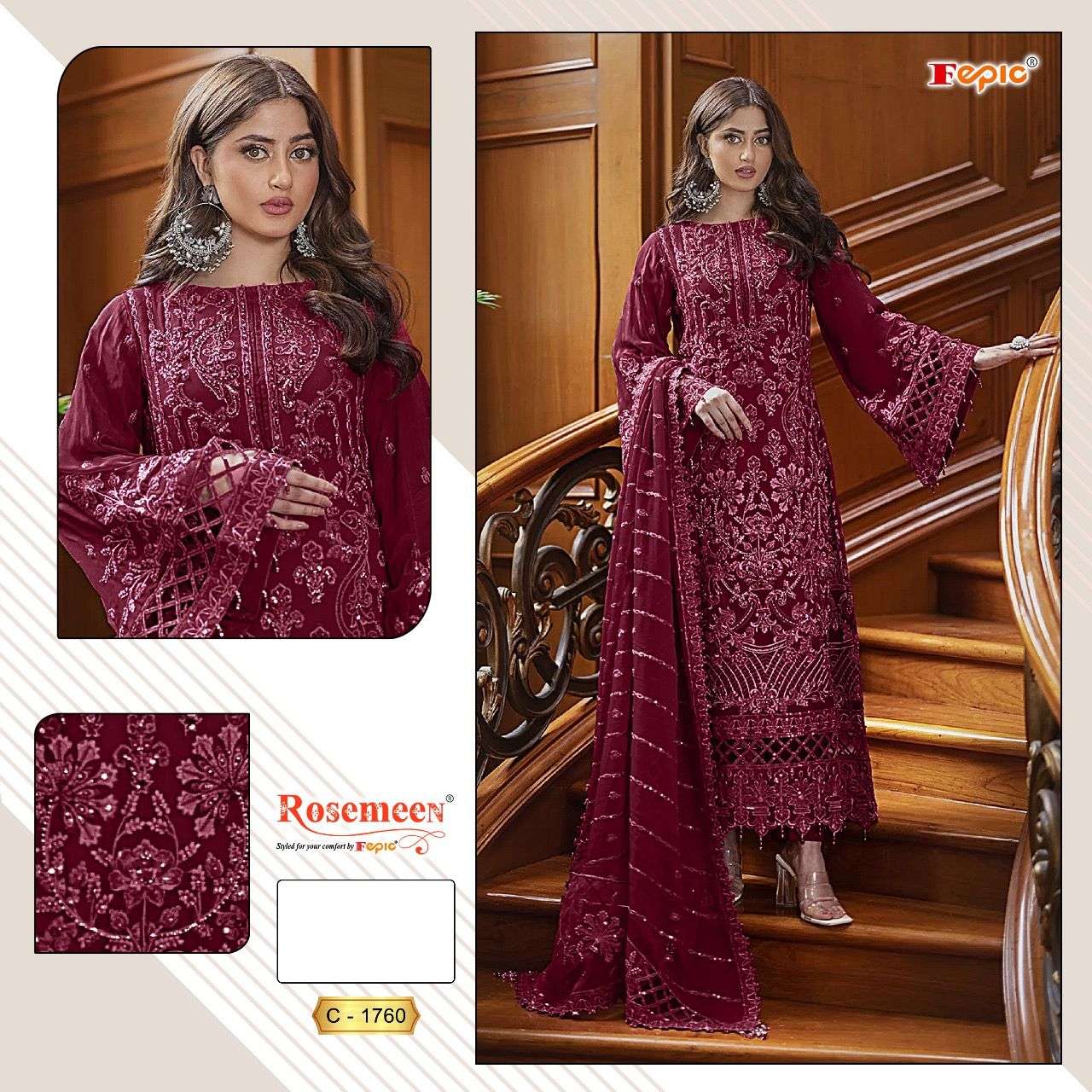 FEPIC C1760 ROSEMEEN GEORGETTE PAKISTANI DRESS ONLINE DEALER