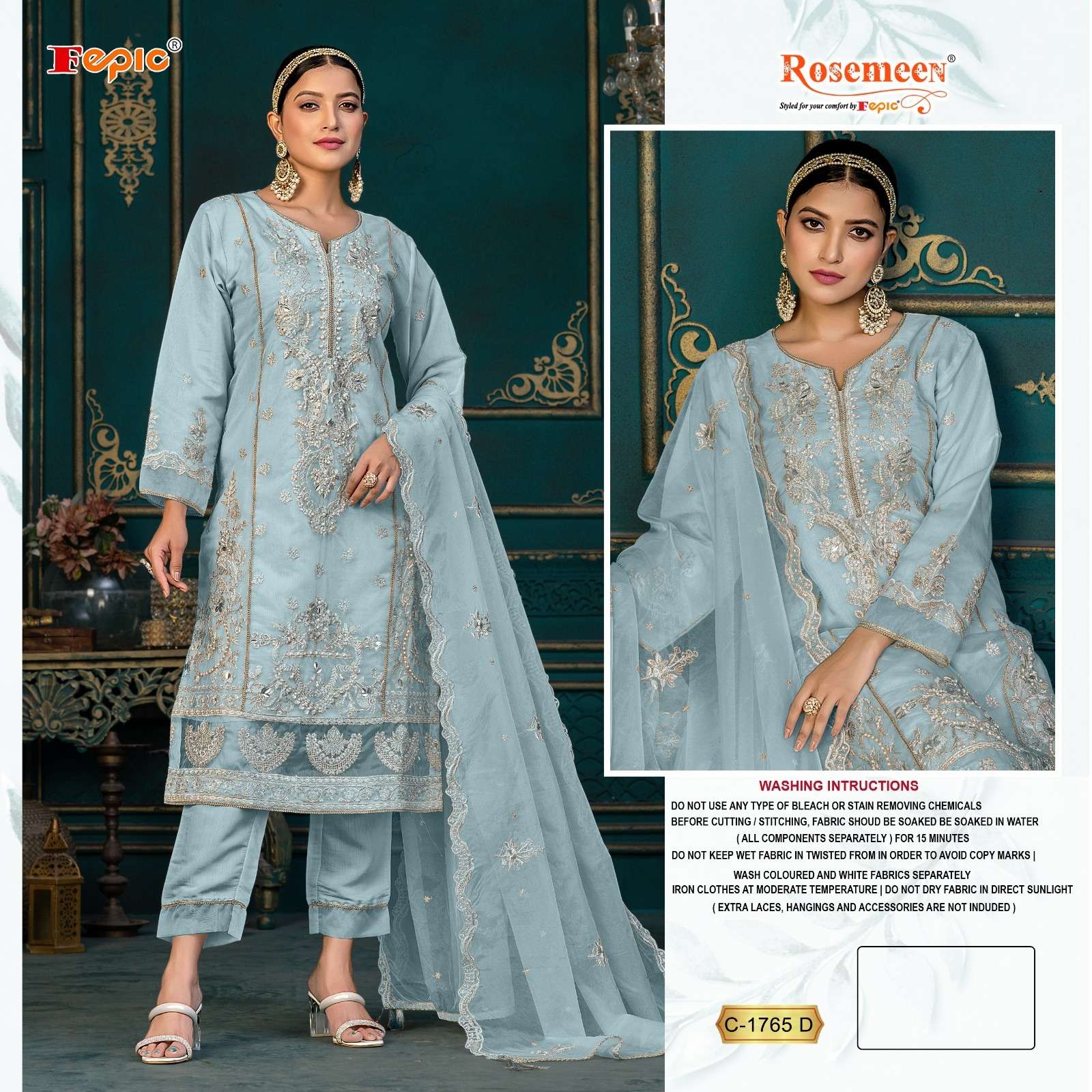 FEPIC C1765ROSEMEEN ORGENZA NEW PAKISTANI DRESS ONLINE DEALER SURAT