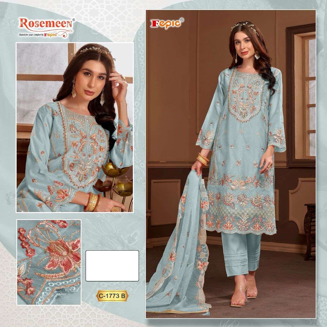 fepic C1773 rosemeen orgenza new collcetion pakistani ssalwar design