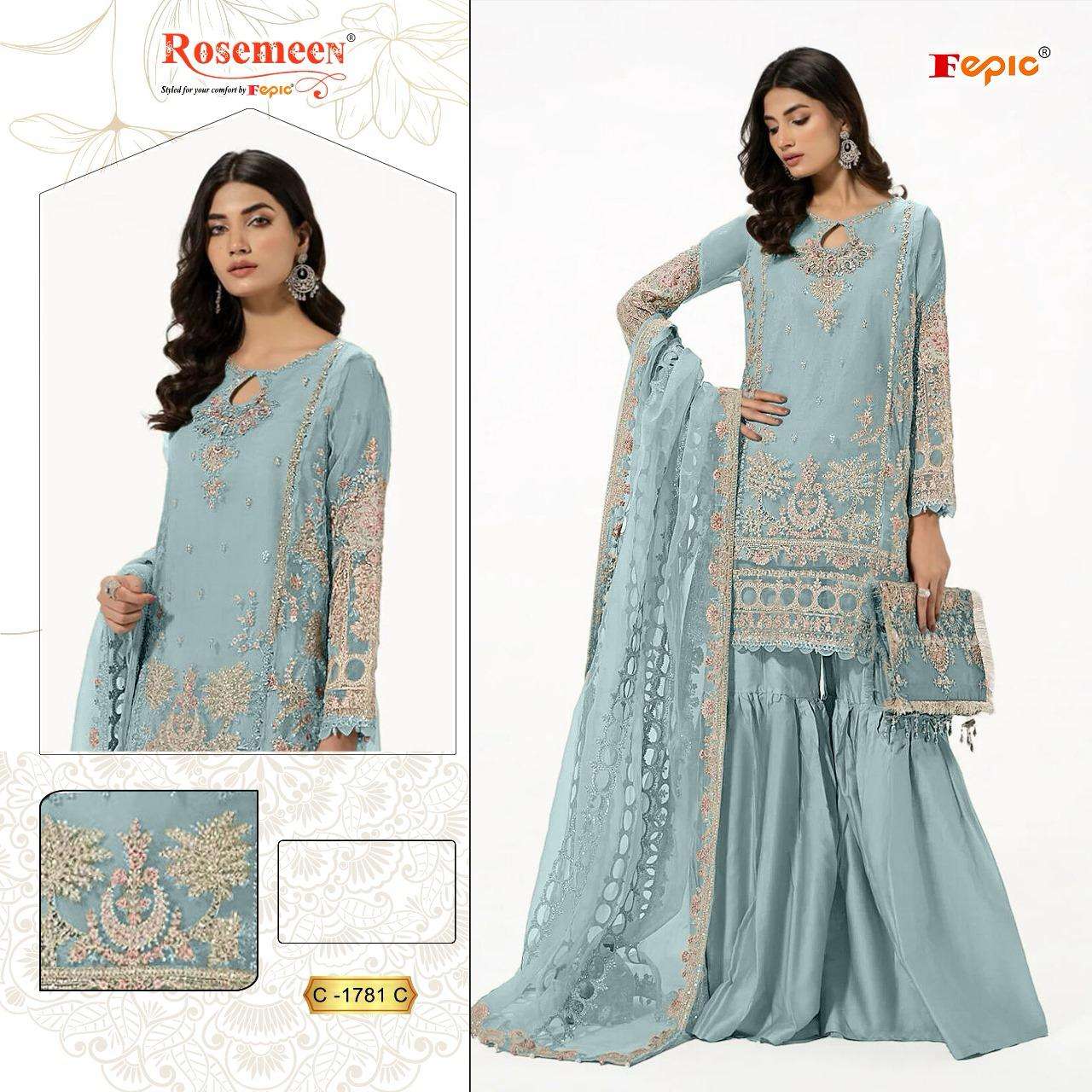 FEPIC C1781 ROSEMEEN ORGENZA PAKISTANI LATEST COLLECTION 