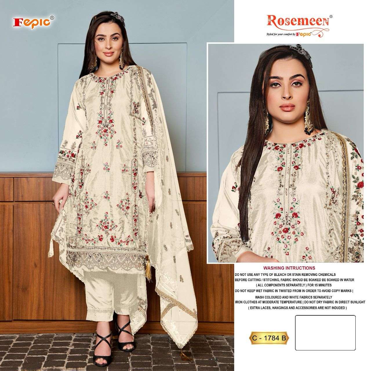 FEPIC C1784 ROSEMEEN ORGENZA PAKISTANI SUIT EXPOTER