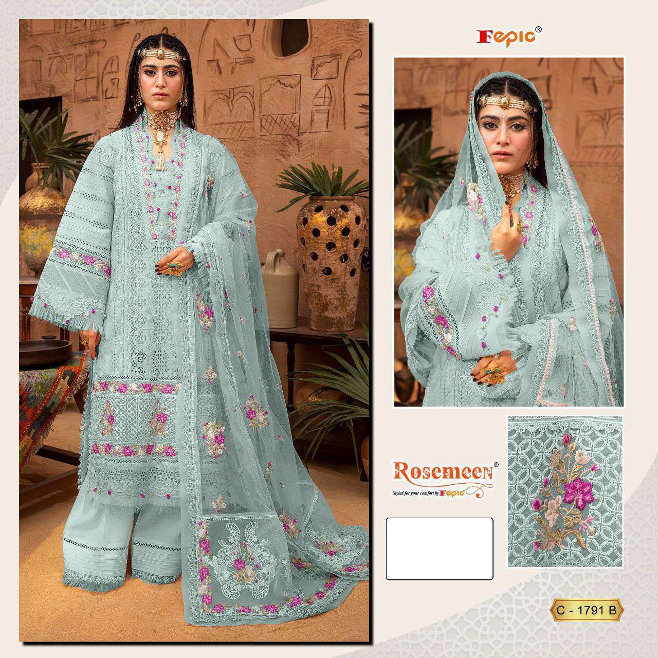 FEPIC C1791-C1792 ROSEMEEN COTTON PAKISTANI DRESS ONLINE DELAER