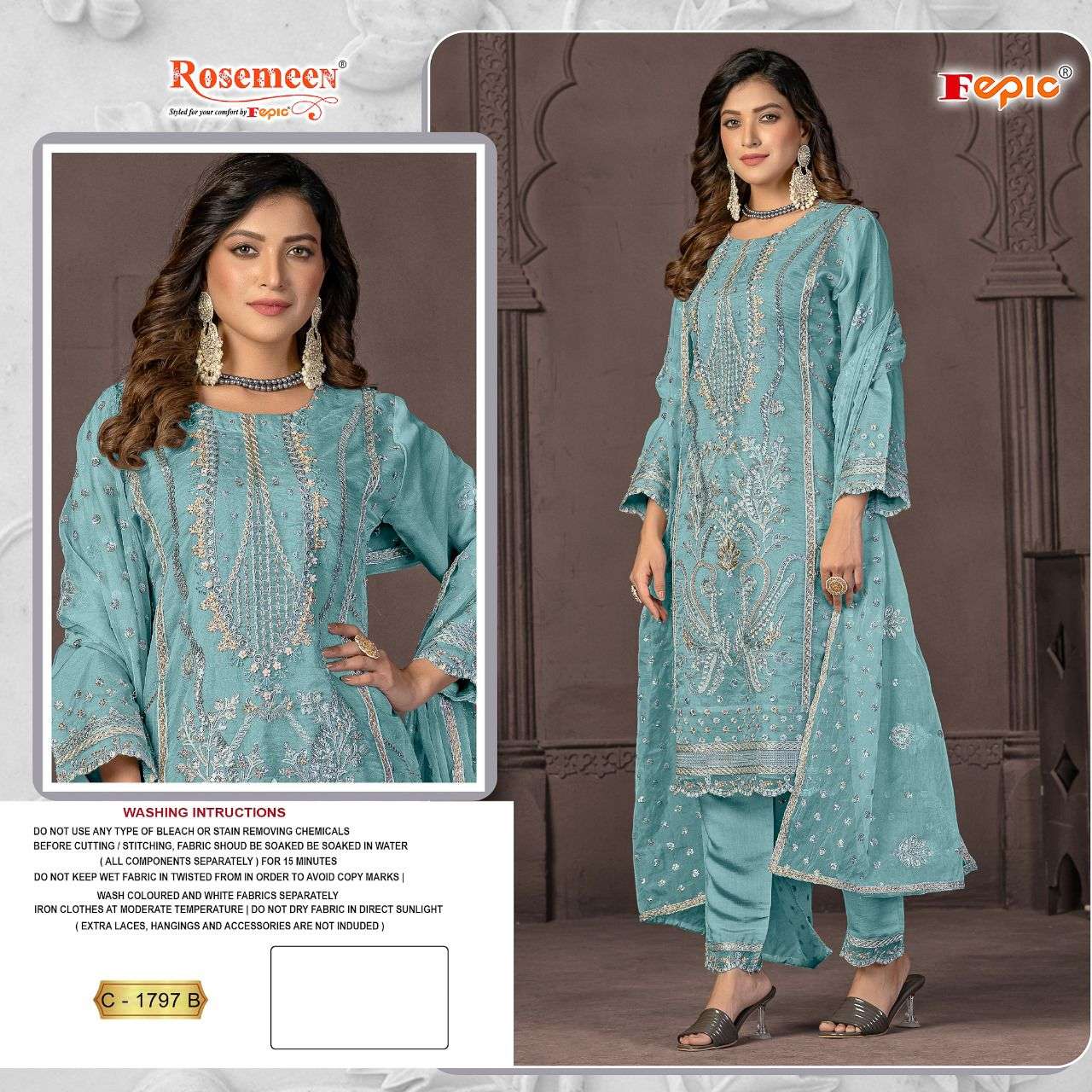 FEPIC C1797 ROSEMEEN LADIES ORGENZA LATEST PAKISTANI DRESS 