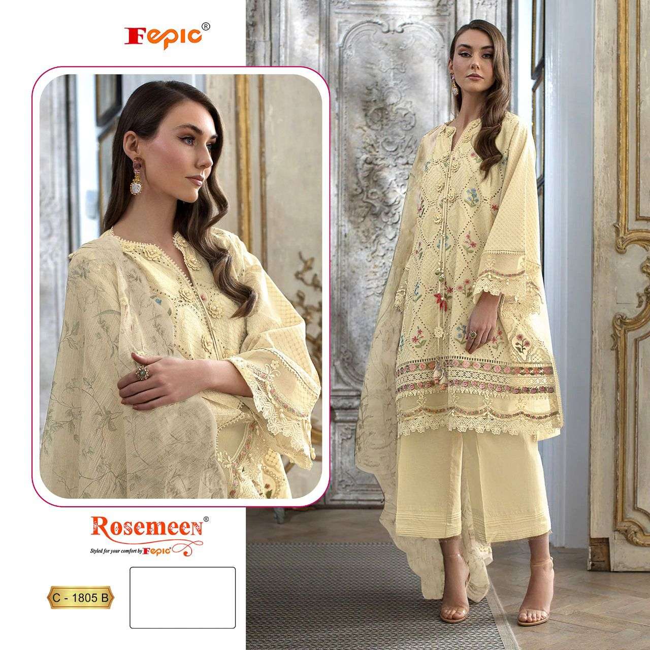 FEPIC C1805 ROSEMEEN COTTON PAKISTANI DRESS AT BEST PRICE