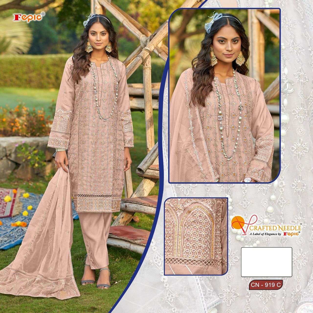 FEPIC CN 924 CRAFTED NEEDLE PAKISTANI READYMADE SUIT WHOLESALE 