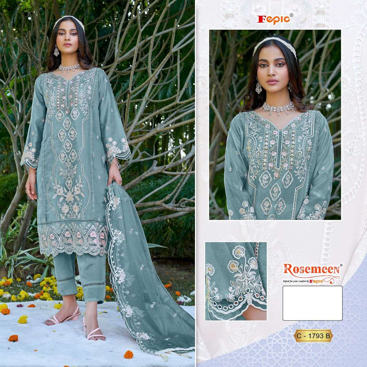 FEPIC ROSEMEEN C1793 ORGENZA PAKISTANI DRESS COLLECTION