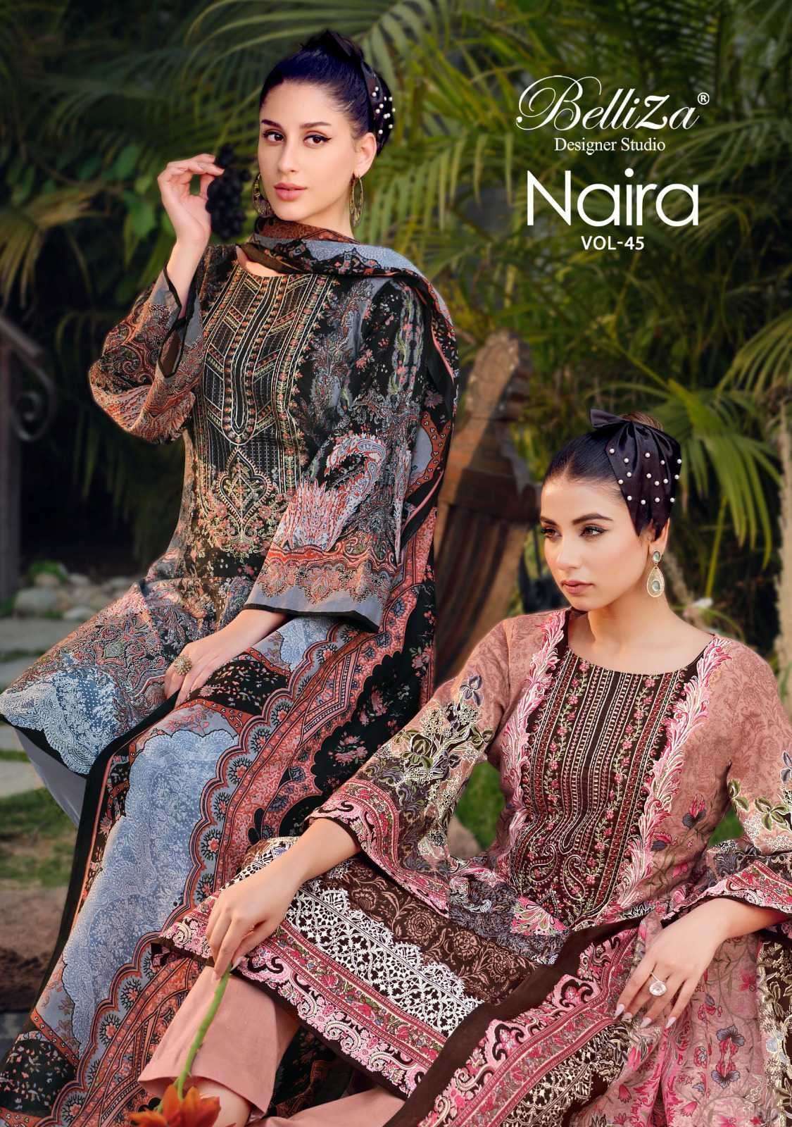 BELLIZA NAIRA VOL 45 PAKISTANI PRINT EMBRODIIERY COTTON DUPPTA SET