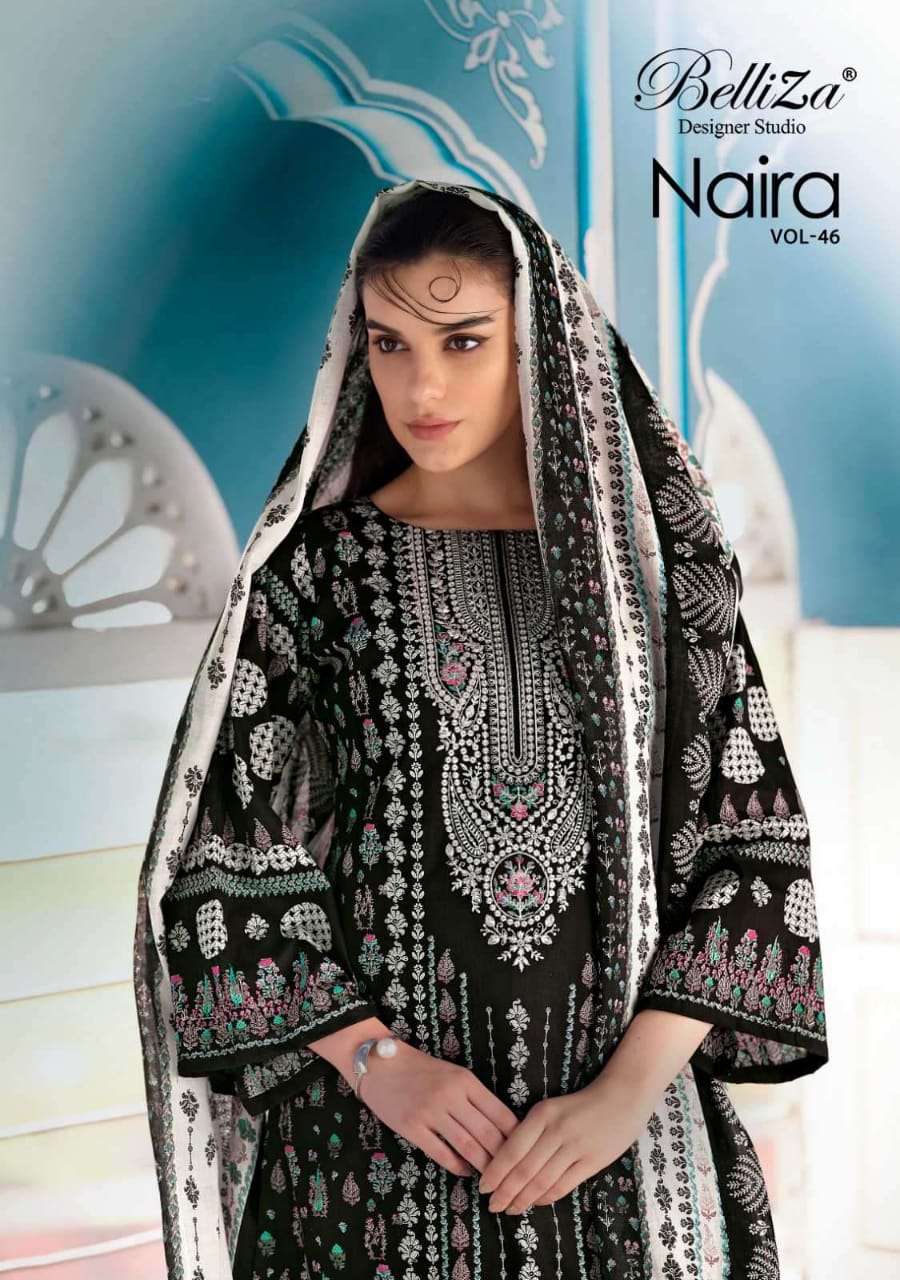 BELLIZA NAIRA VOL-46 BLACK AND WHITE DESIGN SUMMER COTTON DRESS 