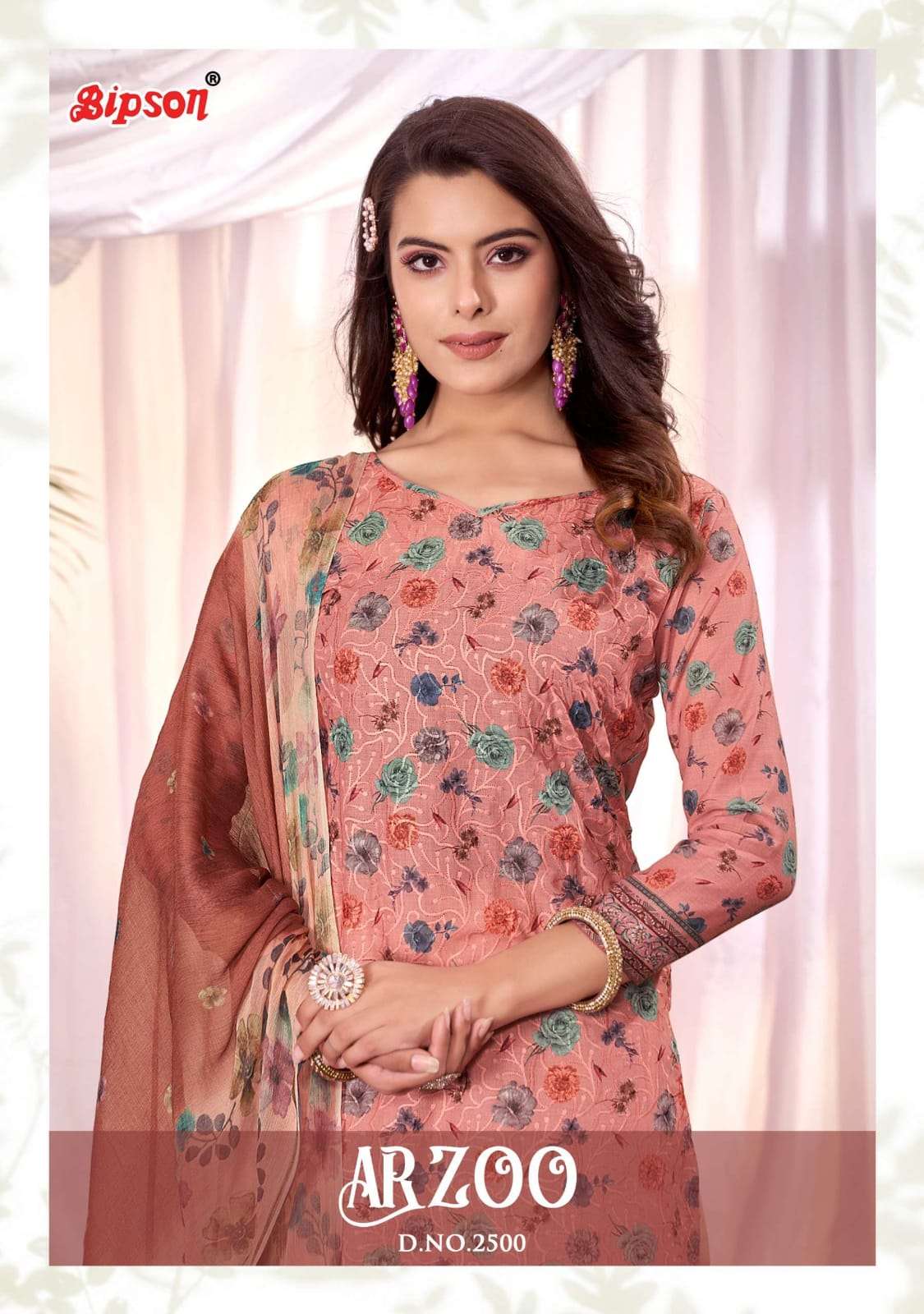 BIPSON AARZOO - 2500 COTTON SCHIFFLI PURE BEMBERG LADIES SUIT WHOLESLAE