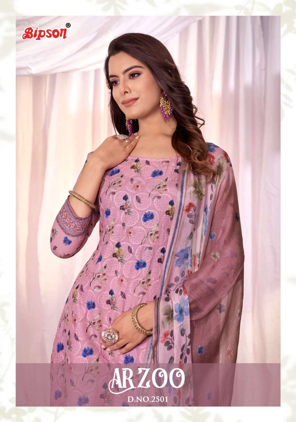 BIPSON AARZOO - 2501 COTTON SCHIFFLI  PURE BEMBERG LADIES SUIT FOR SUMMER