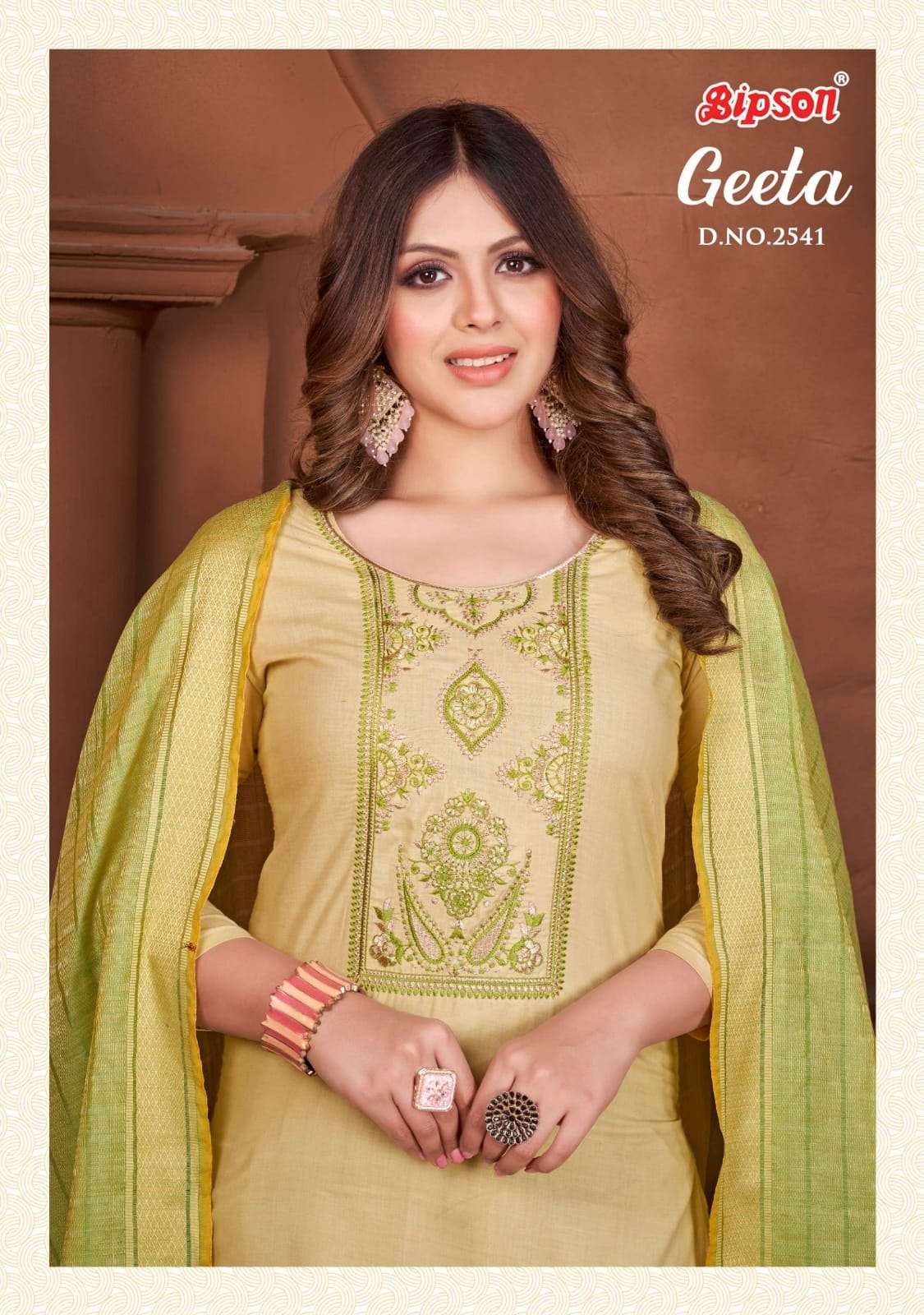 BIPSON GEETA - 2541 COTTON NECK EMBRODIERY LADIES SUIT WHOLESALER