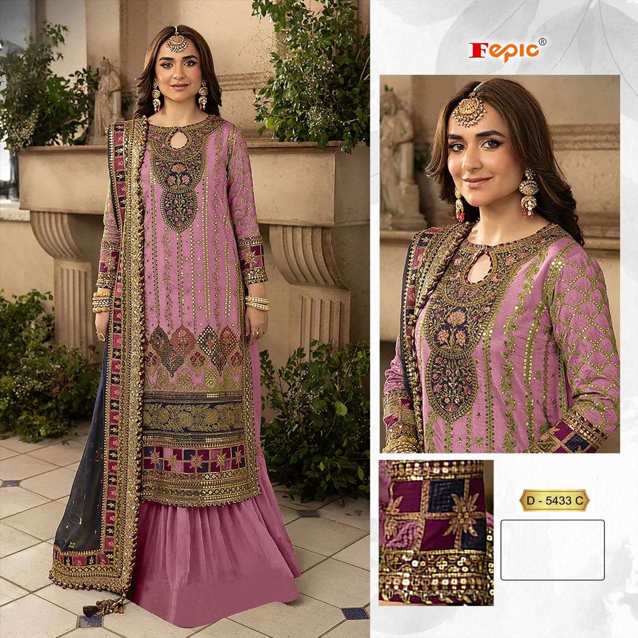 FEPIC D5433 ROSEMEEN ORGENZA LADIES PAKISTANI DRESS ONLINE DEALER