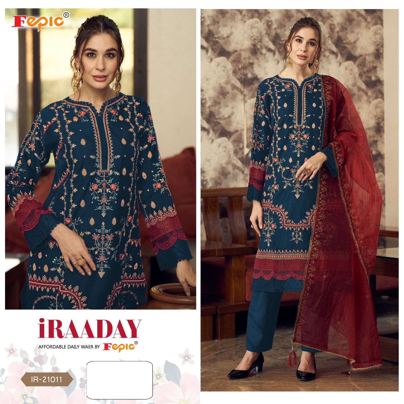 FEPIC IR21011 IRAADAY ORGENZA PAKISTANI DRESS NEW FOR WOMEN 