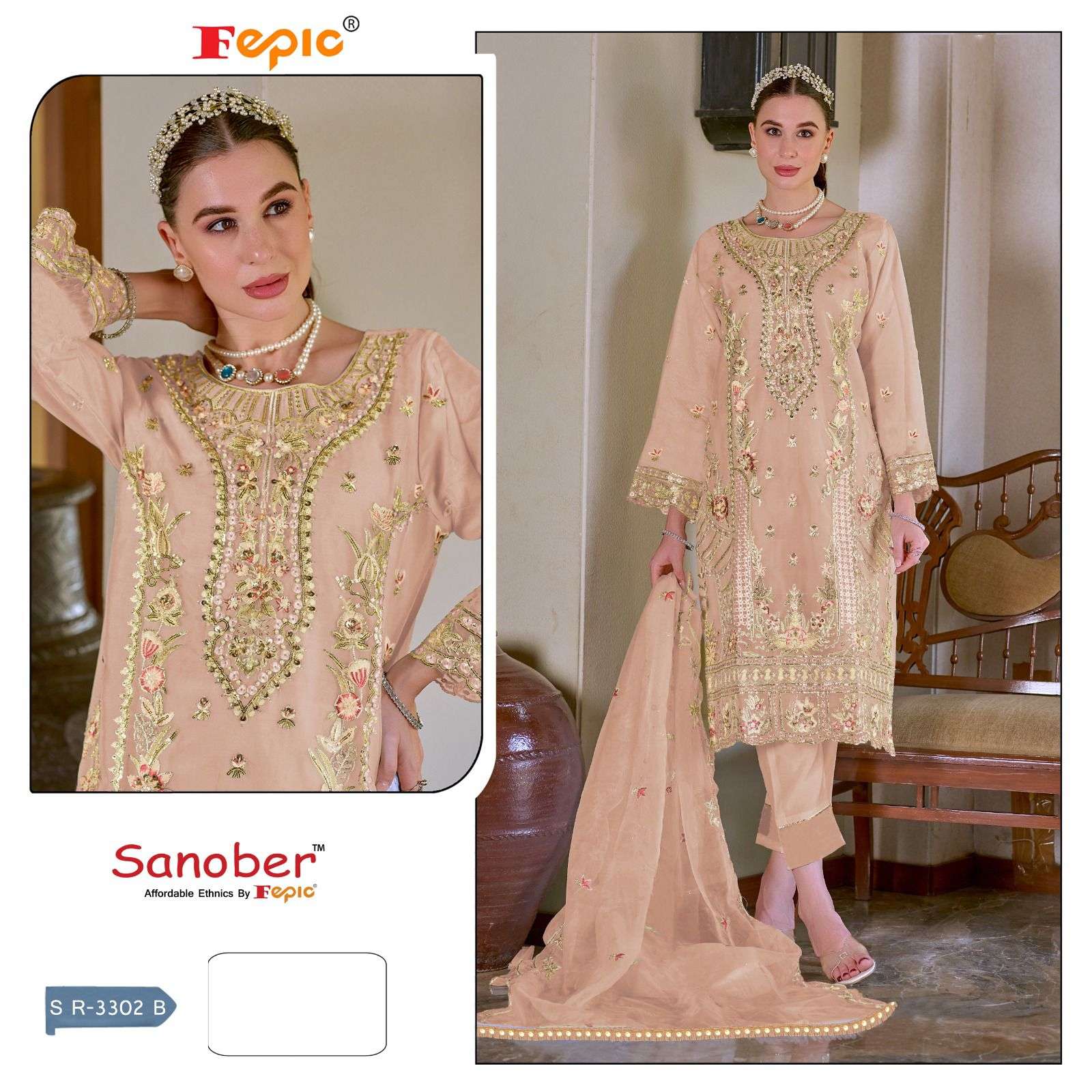 FEPIC SR3302 SANOBAR PAKISTANI LADIES READYMADE DRESS DEALER SURAT