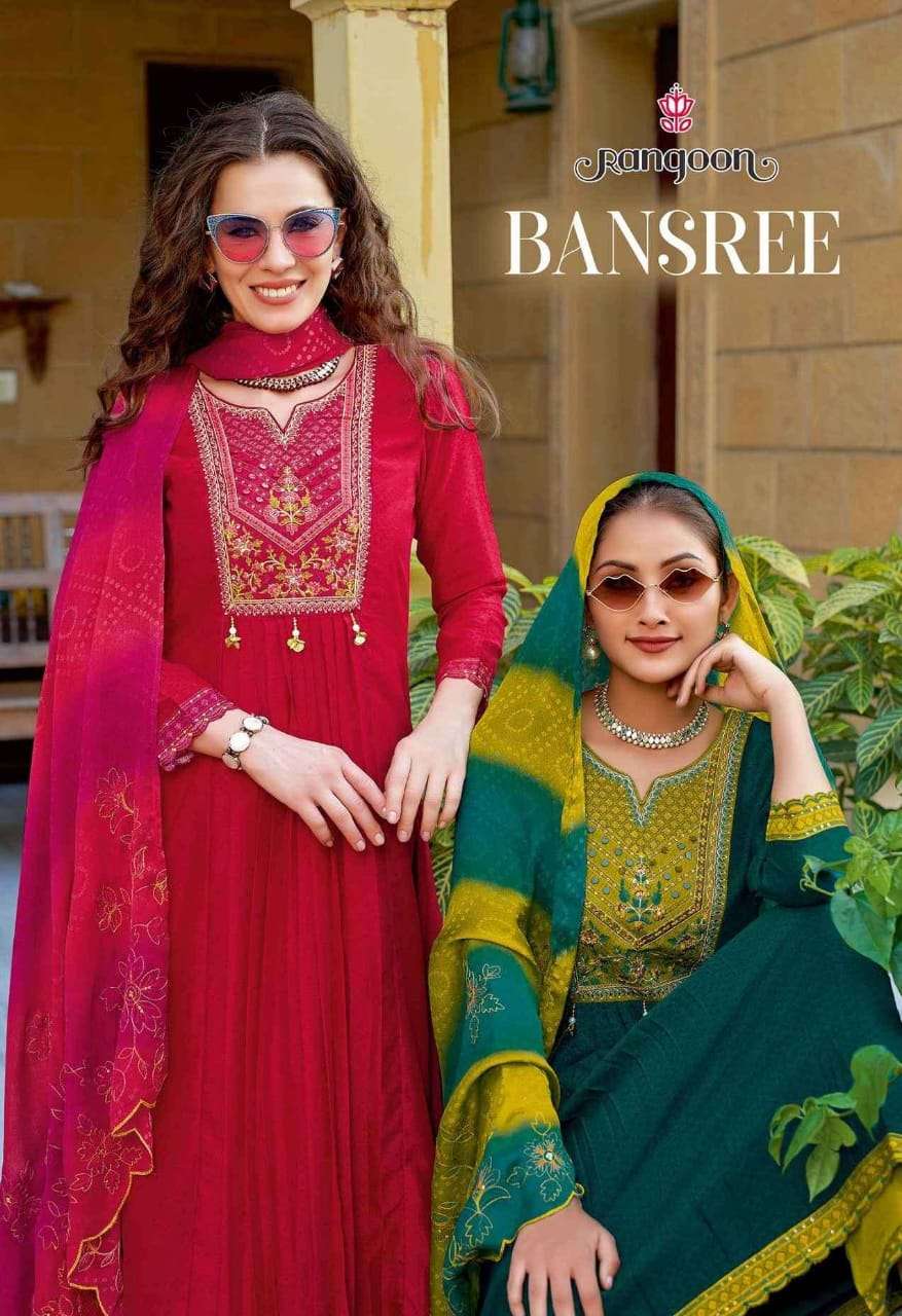 RANGOON BANSARI SILK READYMADE 3PCS SET FOR LADIES DRESS