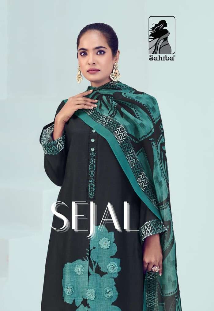 SAHIBA SEJAL MUSLIN DIGITAL PRINT HAMDWORK SAHIBA SUIT COLLECTION