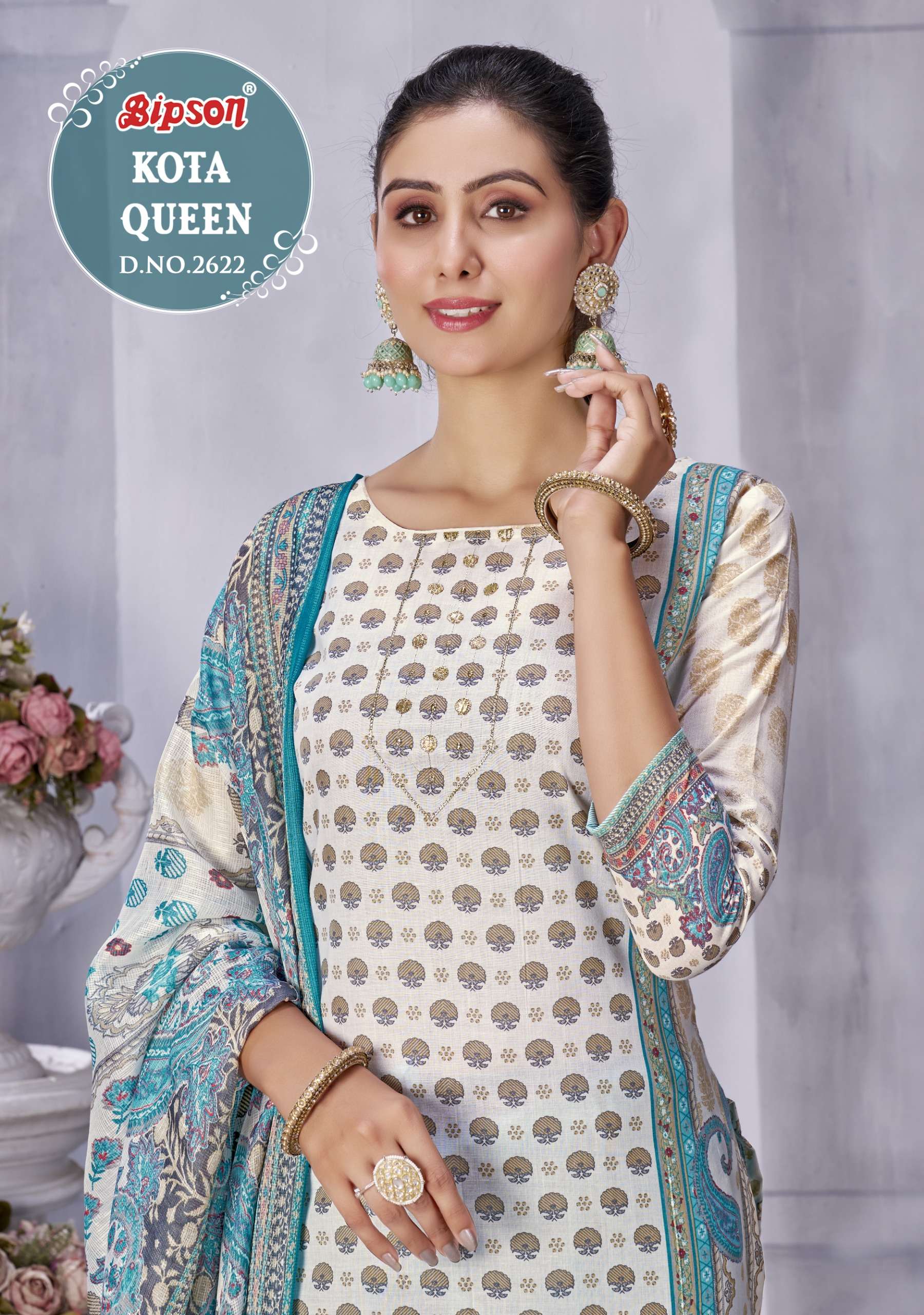 BIPSON KOTA QUEEN  - 2622 COTTON PRINT KOTA CHEX DUPPTA SUMMER SUIT BEST PRICE