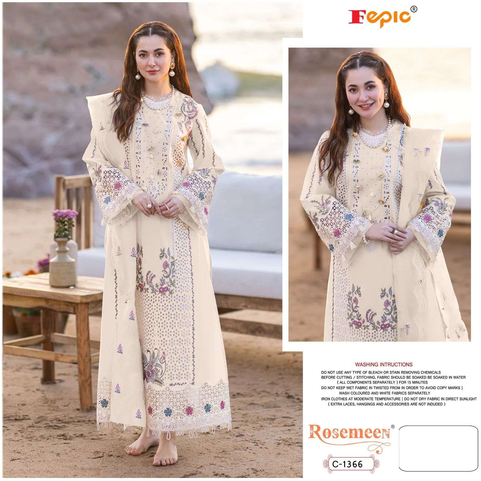 FEPIC 1366 ROSEMEEN COTTON CHICKEN PAKISTANI INDIAN SUIT SURAT 