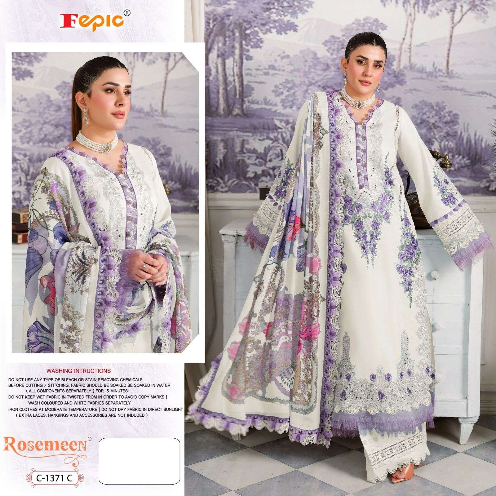 FEPIC C1371 ROSEMEEN INDIAN PAKISTANI COTTON MUL COTTON DUPPTA SUIT SURAT