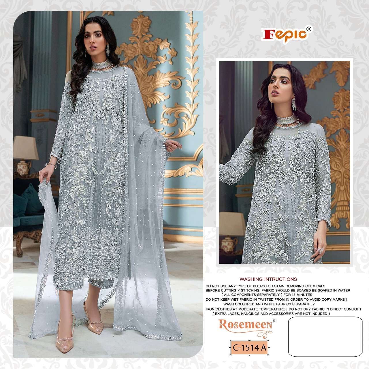 FEPIC C1514 ROSEMEEN ORGENZA PAKISTANI DRESS ONLINE DELAER SURAT