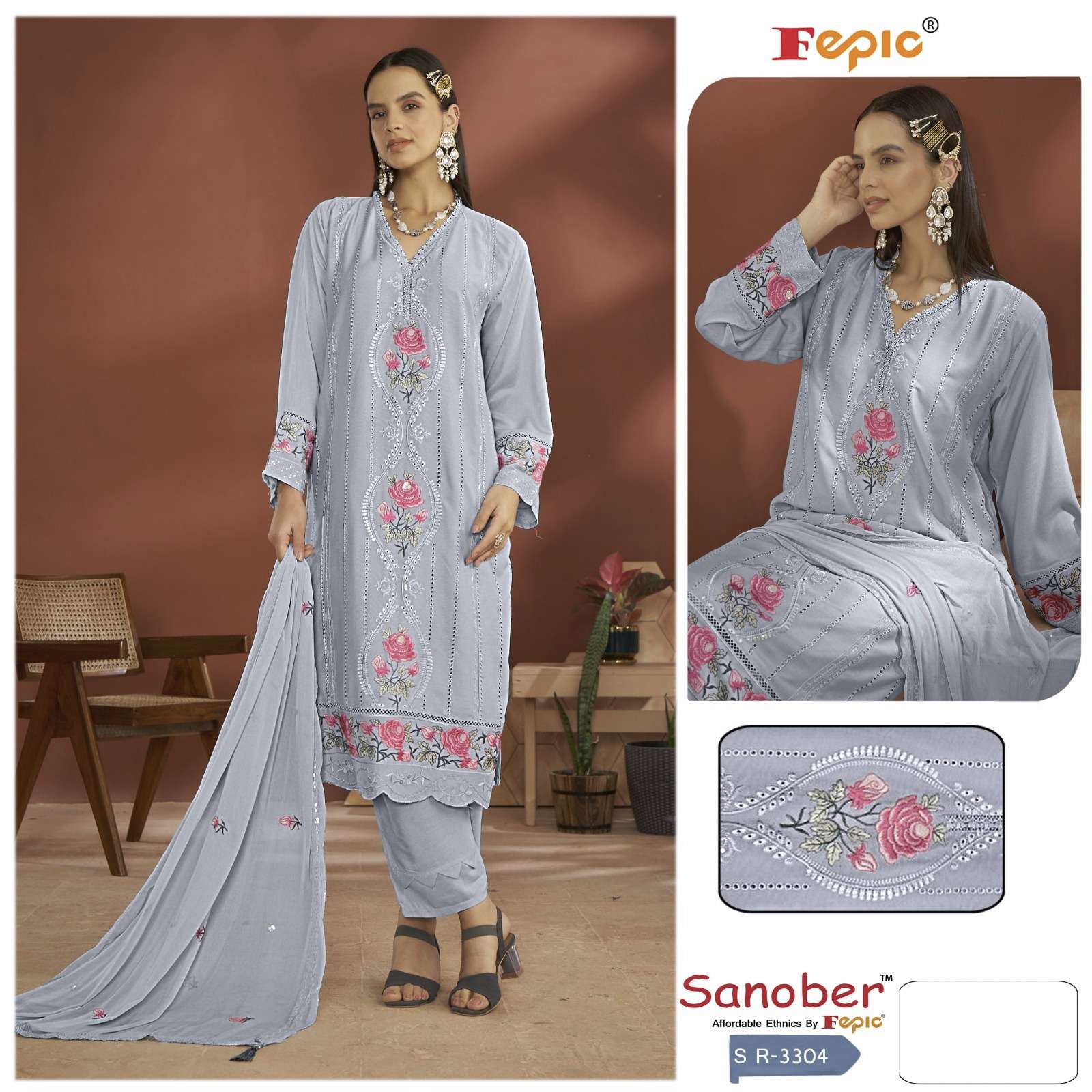 FEPIC SR 3304 SANOBAR RAYON PAKISTANI SUIT SURAT ONLINE DELAER 