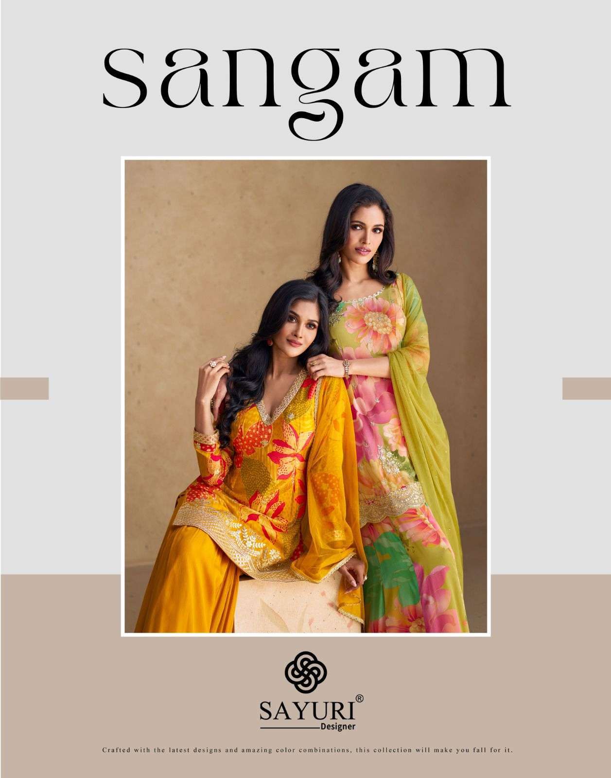 SAYURI DESIGNER SANGAM  READYMADE CHINON SILK SAYURI READYMADE COLLECTION SURAT 