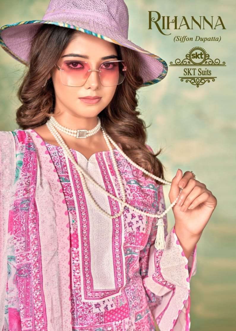 SKT SUIT  RIHANNA COTTON KHADI PRINT CATALOUGE SURAT WHOLESALE PRICE  