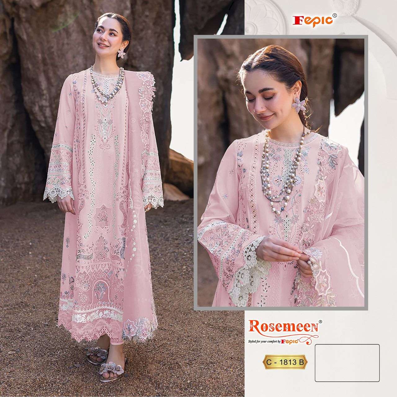 FEPIC C1813 ROSEMEEN COTTON NET DUPPTA PAKISTANI INDIAN SUIT SURAT SUPPLIER 