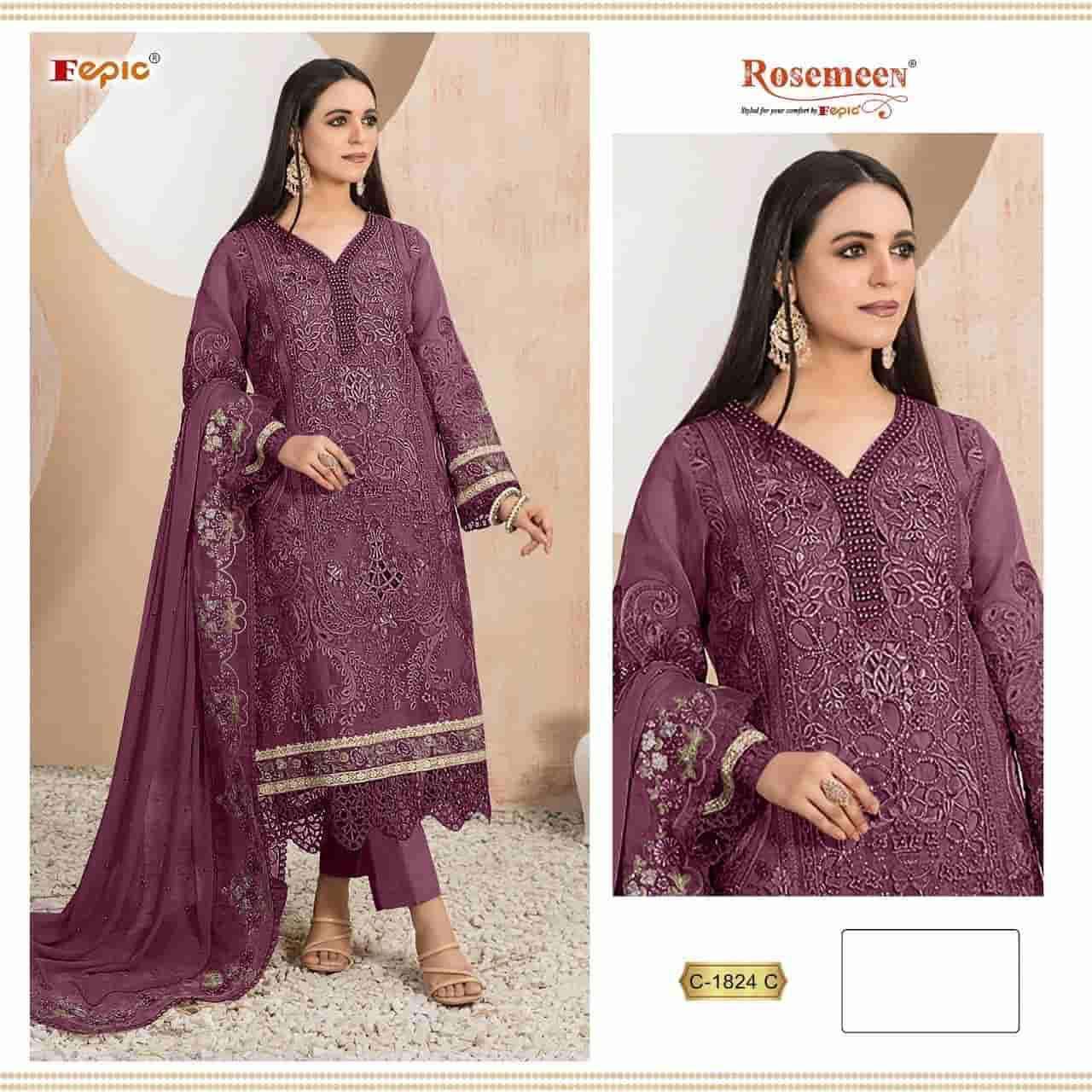 FEPIC C1824 ROSEMEEN ORGENZA INDIAN PAKISTANI DRESS SURAT WHOLESALER PAKISTANI 