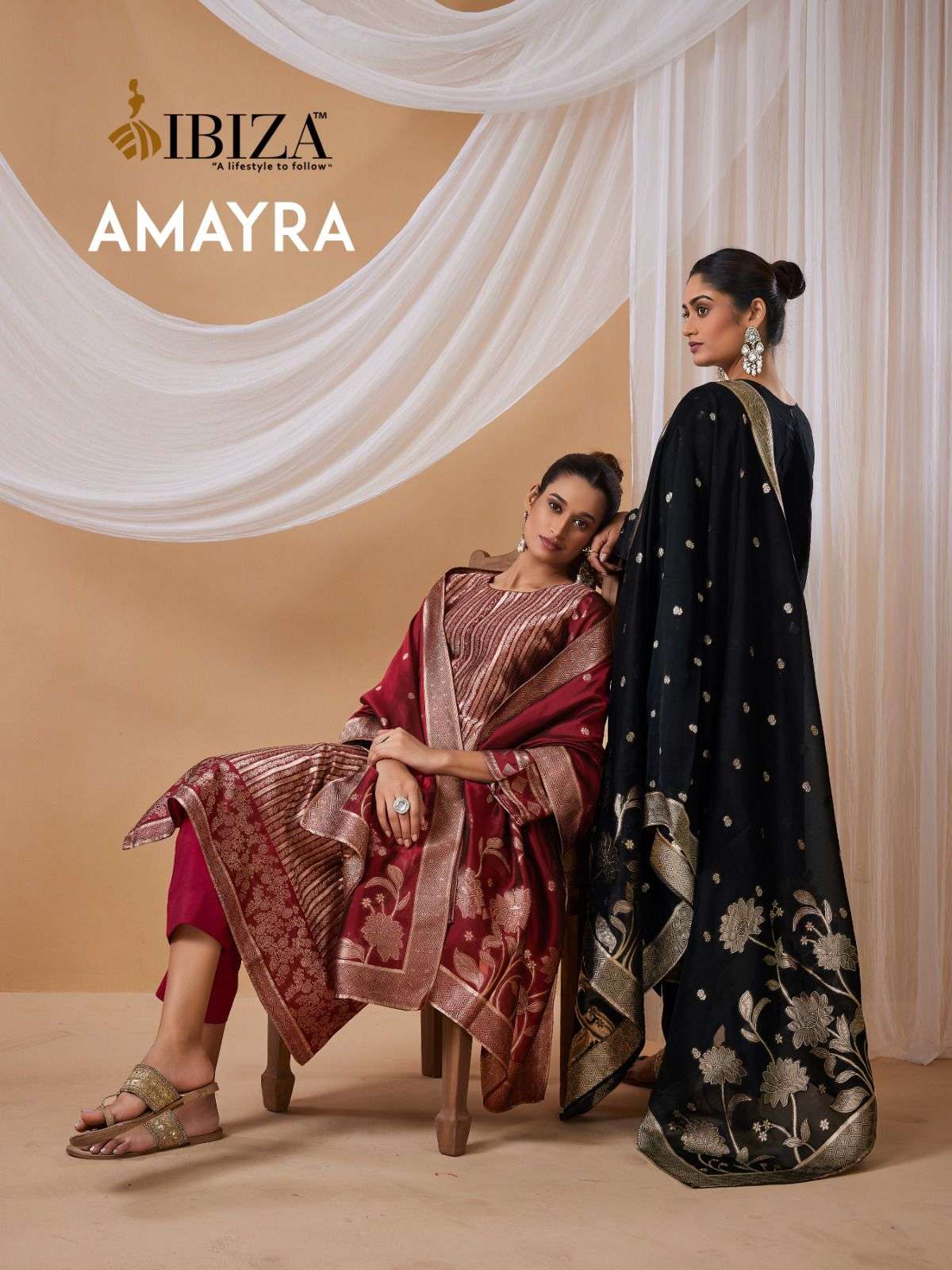 IBIZA AMAYRA BANGLORI SILK JACQUARD SUIT WHOLESALE PRICE SURAT