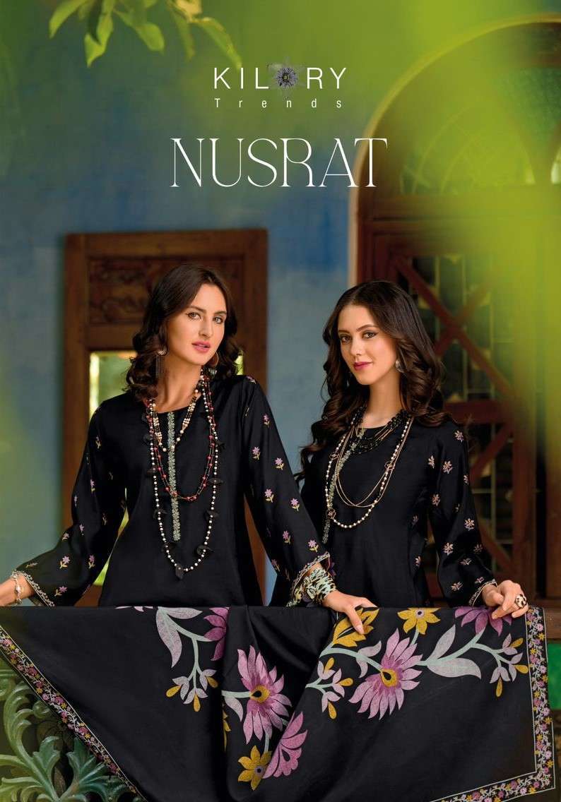 KILORY NUSRAT MUSLIN PRINT FOLI PRIONT SUIT CATALOUGE SURAT DEALER