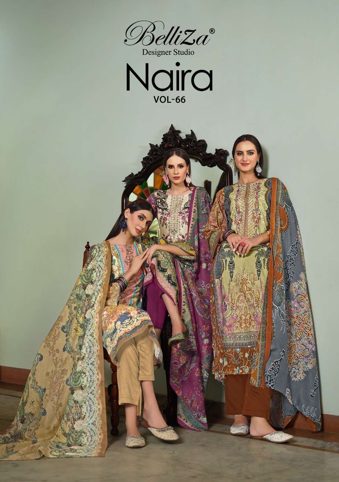 BELLIZA NAIRA VOL 66 WHOLESALE PRICE COTTON PAKISTANI MAL MAL DUPPTA SURAT DEALER 