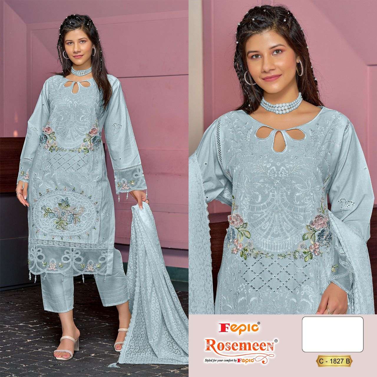 FEPIC 1827 ROSEMEEN COTTON PAKISTANI DRESS ONLINE SUPPLIER SURAT 