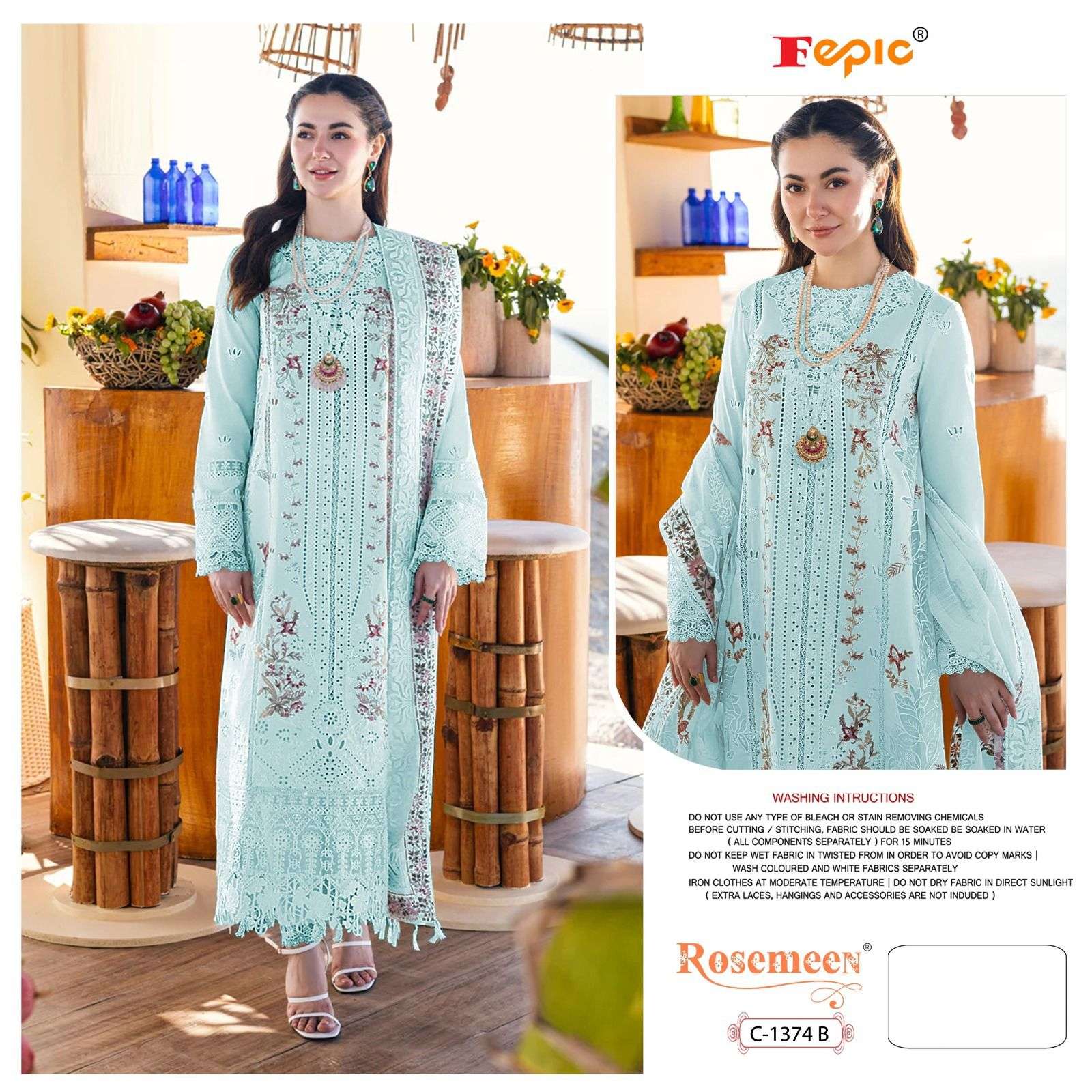 FEPIC C1374 ROSEMEEN COTTON PATCH INDIAN PAKISTANI SUIT WHOLESALERS SURAT