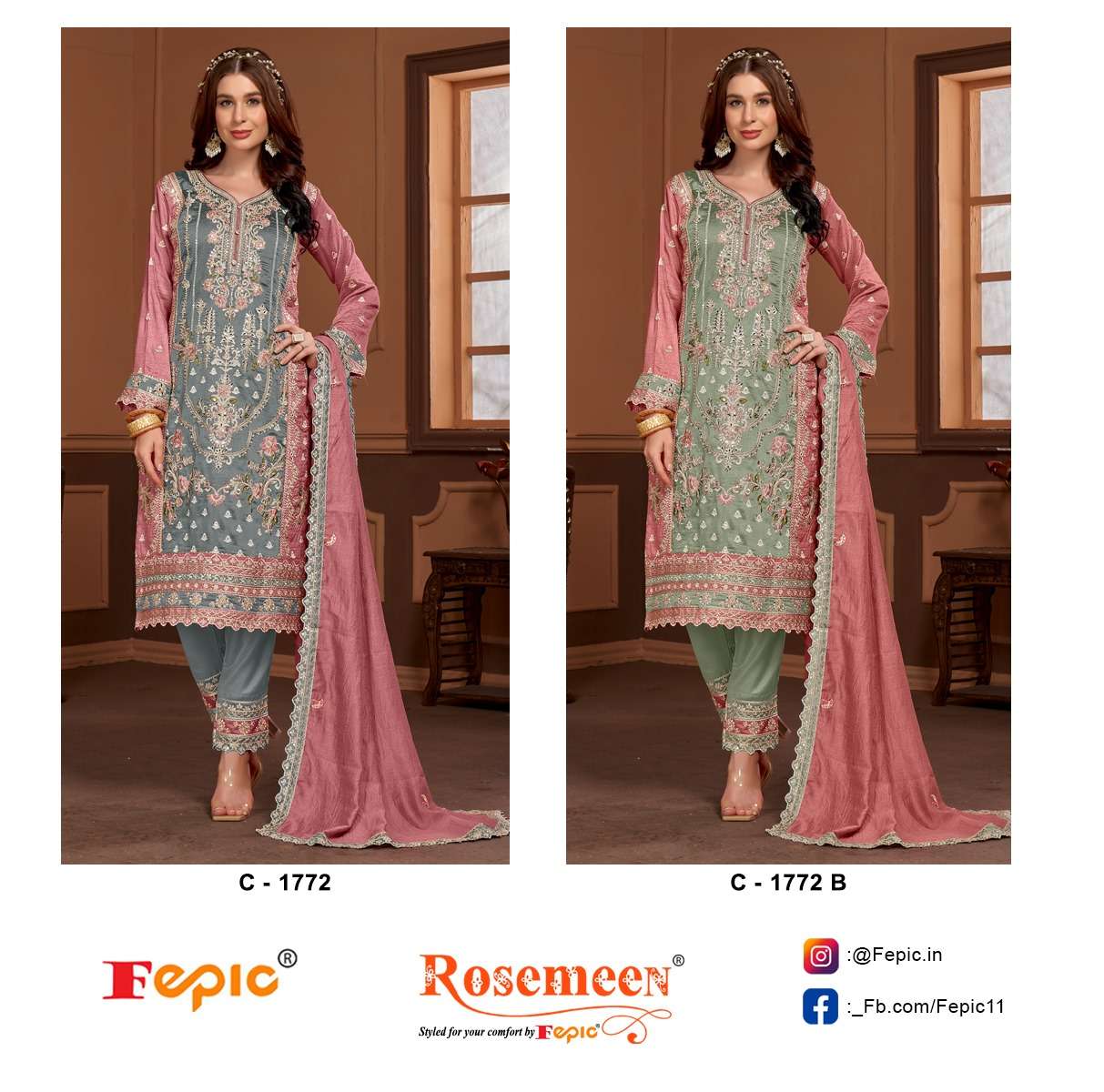 FEPIC C1772 ROSEMEEN VICHITRA SILK PAKISTANI SUIT SURAT 