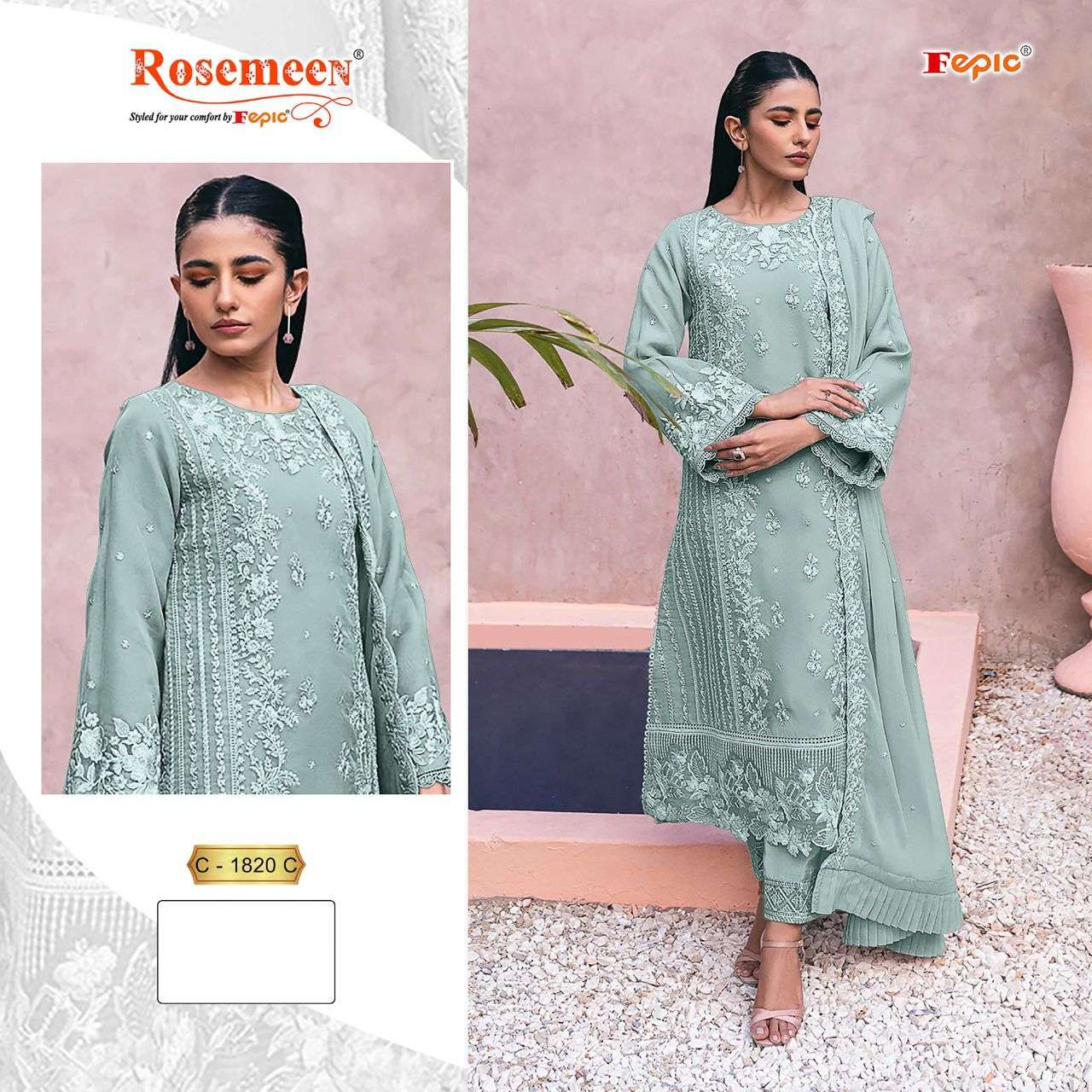 FEPIC C1820 ROSEMEEN GEORGETTE INDIAN PAKISTANI SUIT SUPPLIER SURAT 