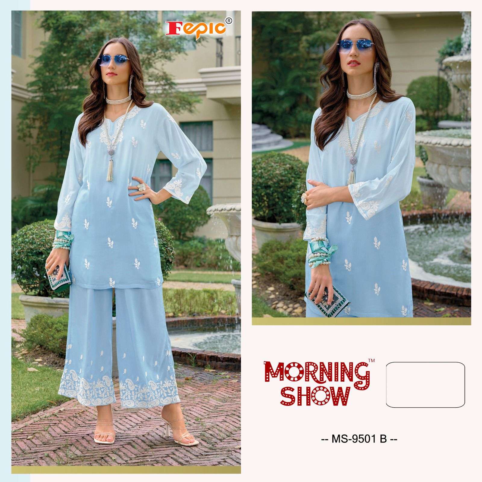 FEPIC MS9501 MORNING SHOW MUSLIN REDAYMADE CO ORD SET WHOLESALER SURAT