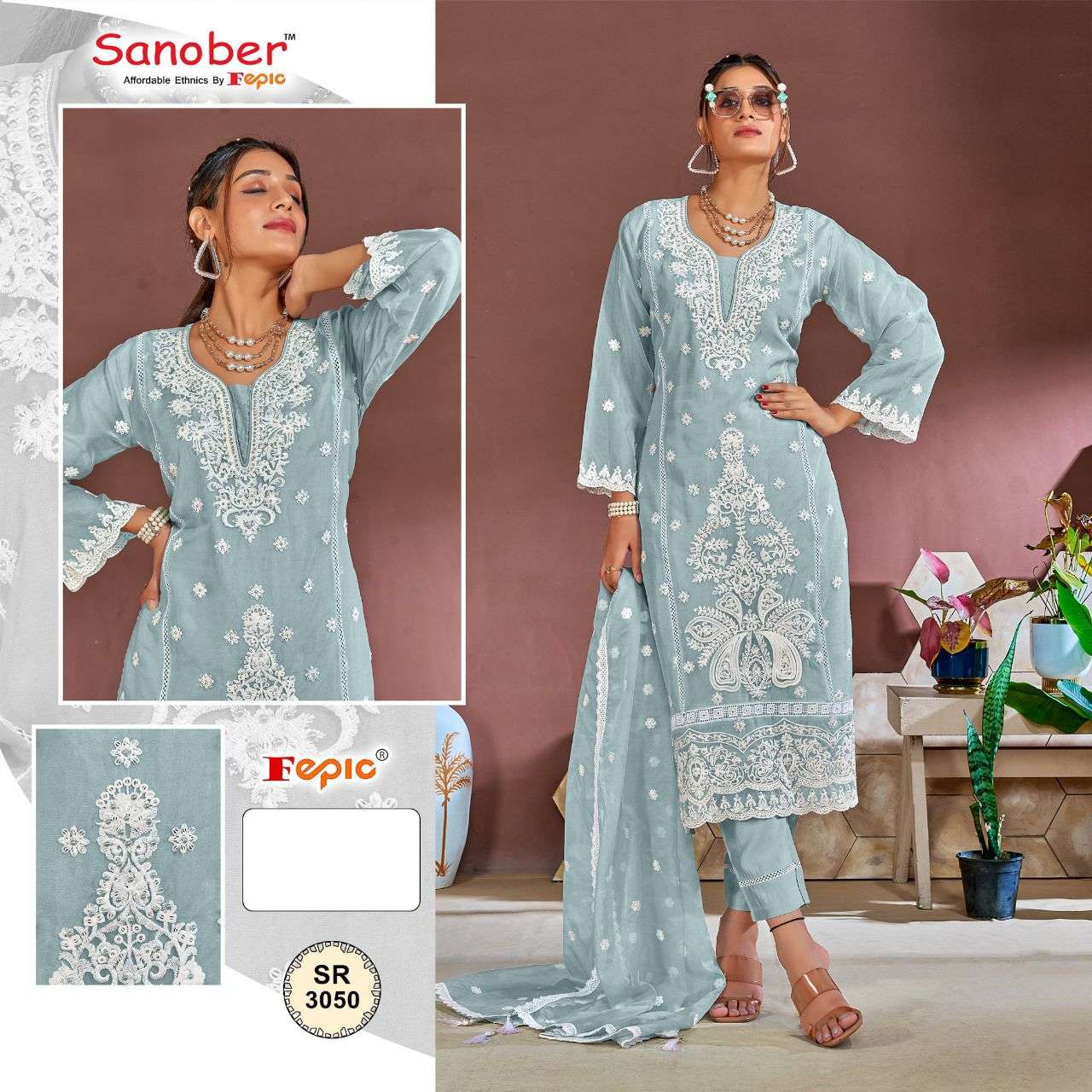 FEPIC SR3050 SANOBAR ORGENZA READYMADE PAKISTANI SUIT SUPPLIER SURAT